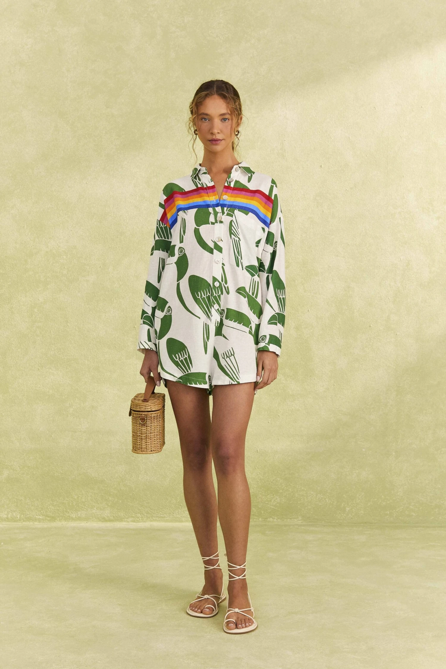 Farm Rio Off-White Rainbow Toucans Romper 2 Farm Rio Off-White Rainbow Toucans Romper - Image 2