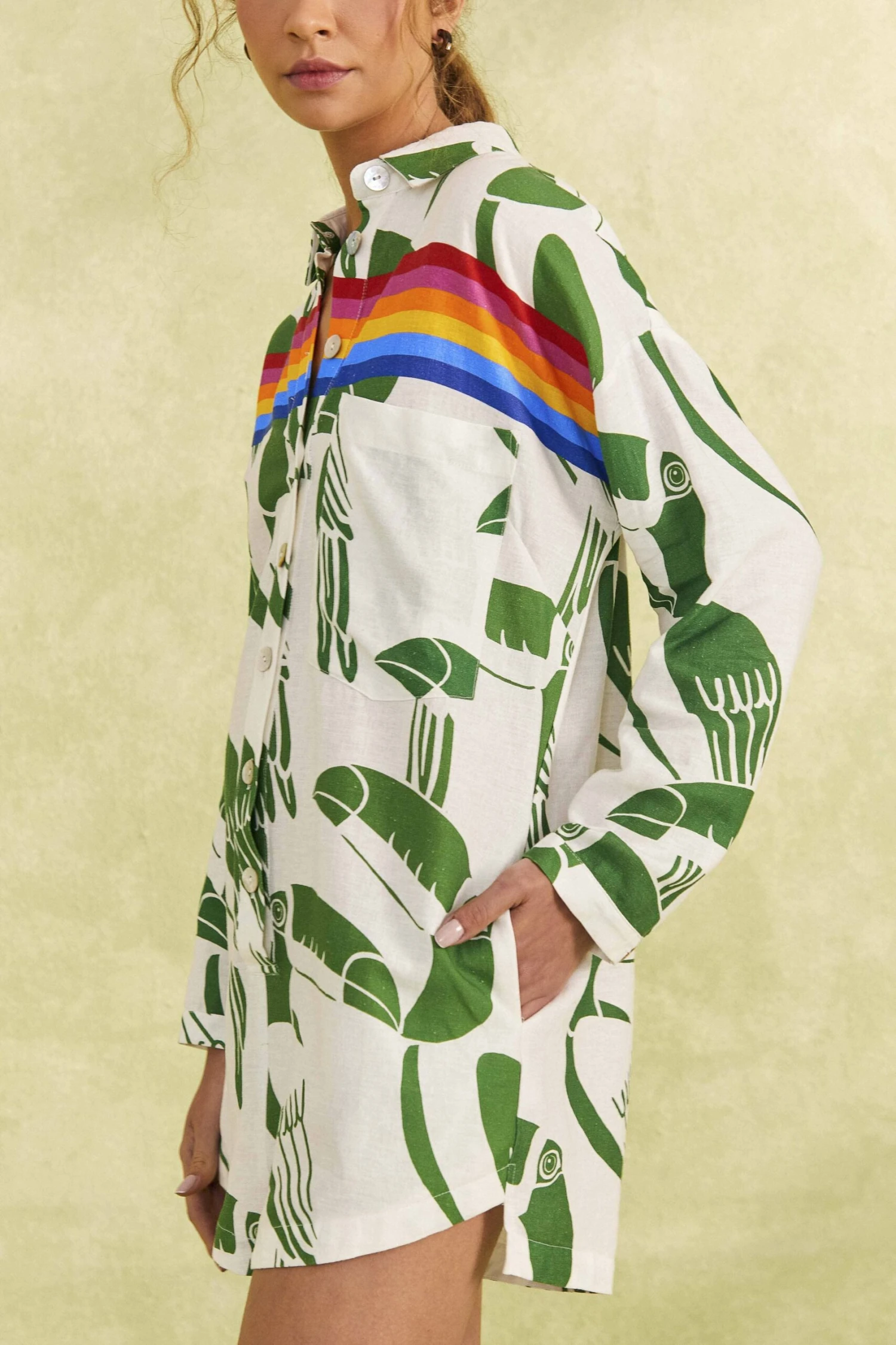 Farm Rio Off-White Rainbow Toucans Romper 3 Farm Rio Off-White Rainbow Toucans Romper - Image 3