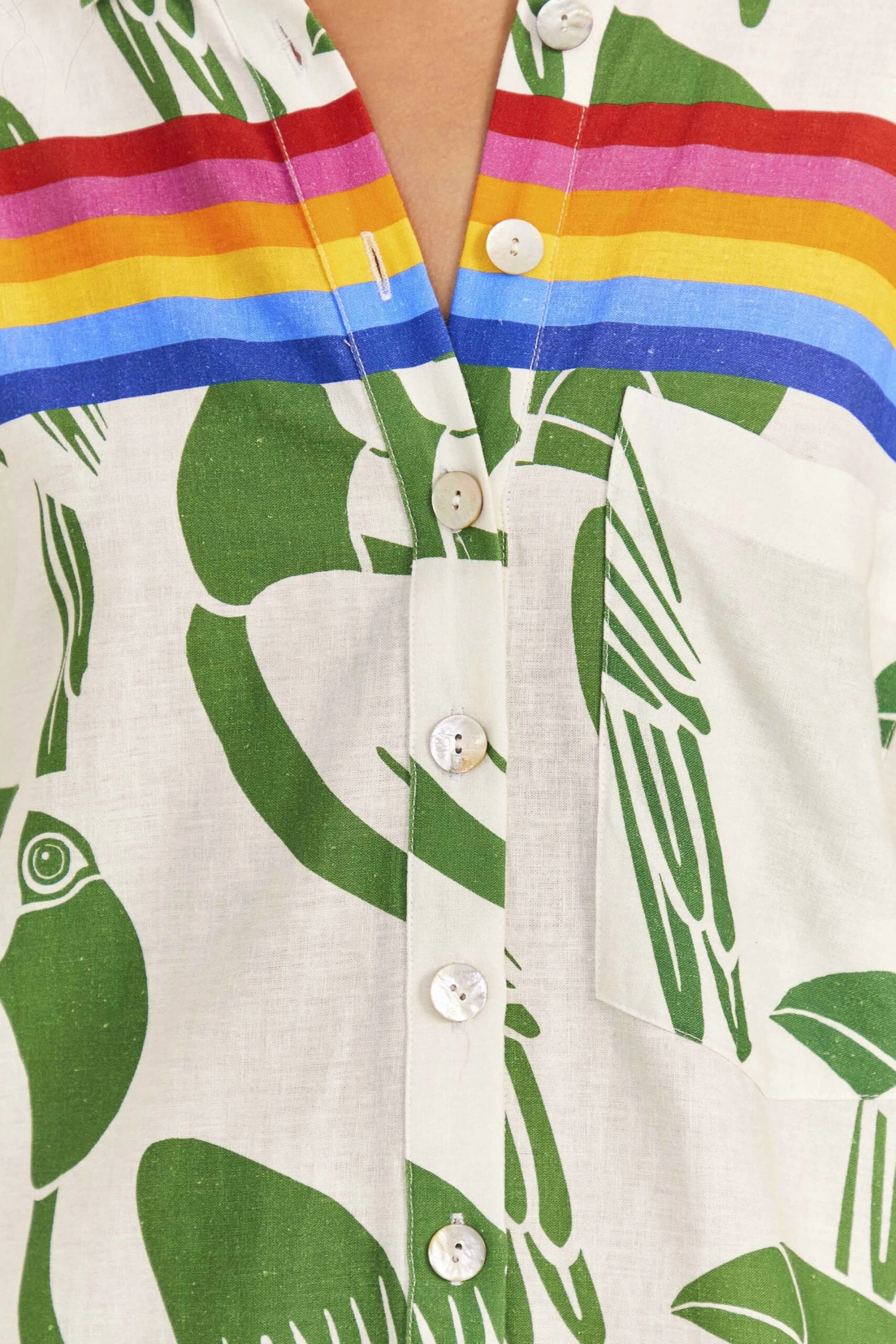 Farm Rio Off-White Rainbow Toucans Romper 5 Farm Rio Off-White Rainbow Toucans Romper - Image 5