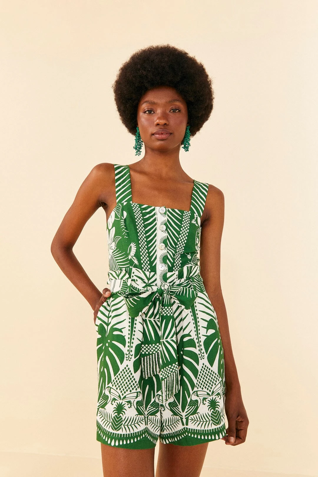 Farm Rio Off-White Macaw Elegance Romper 1 Farm Rio Off-White Macaw Elegance Romper