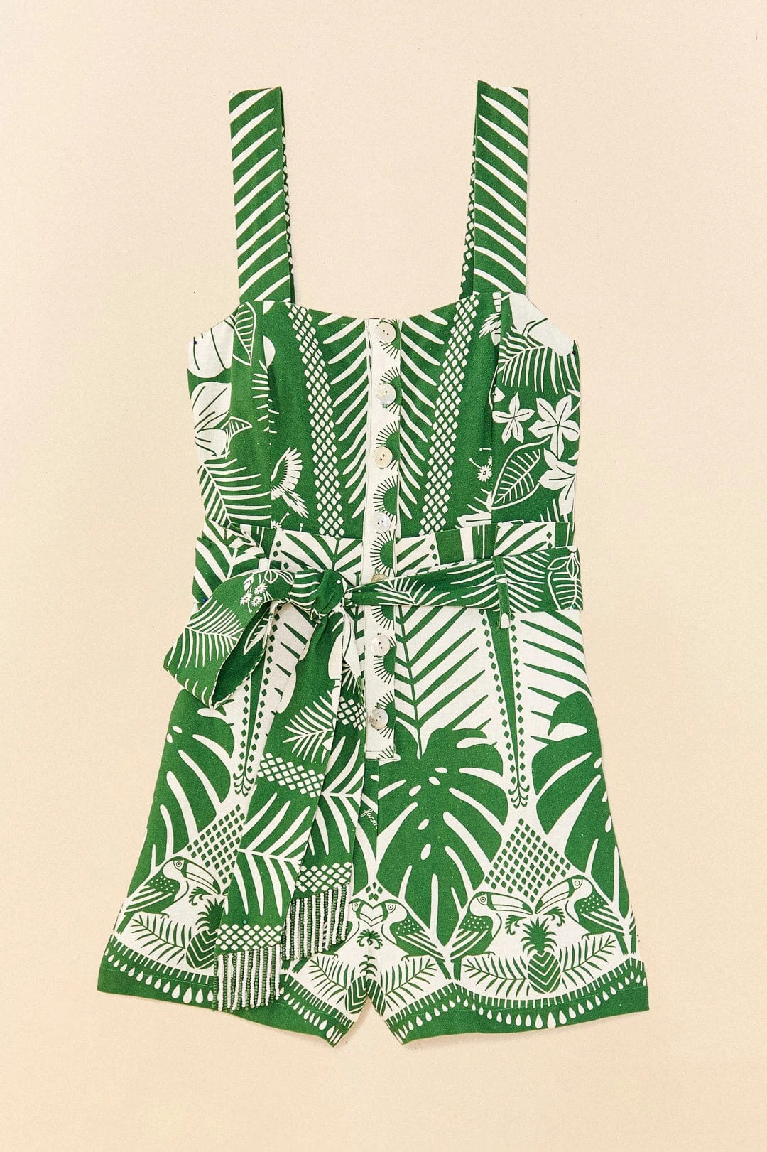 Farm Rio Off-White Macaw Elegance Romper 5 Farm Rio Off-White Macaw Elegance Romper - Image 5