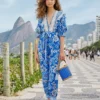 Farm Rio Blue Full Of Flowers Jumpsuit