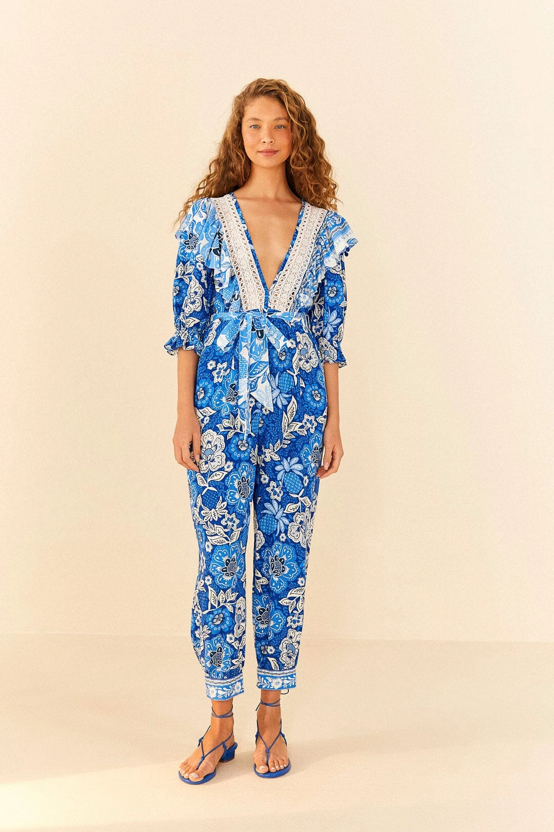 Farm Rio Blue Full Of Flowers Jumpsuit 3 Farm Rio Blue Full Of Flowers Jumpsuit - Image 3
