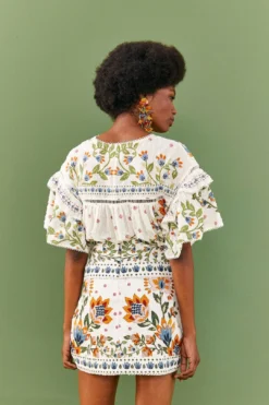 Farm Rio White Summer Garden Mini Skirt 7 Farm Rio White Summer Garden Mini Skirt -Farm Rio Shop 306268 03