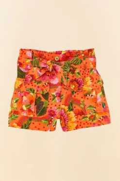 Farm Rio Orange Blooming Garden Shorts -Farm Rio Shop 306270 06
