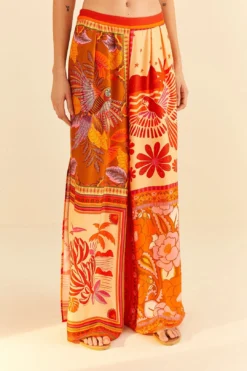 Farm Rio Forest Mixed Scarves Lenzing™ Ecovero™ Viscose Pants -Farm Rio Shop 306279 03