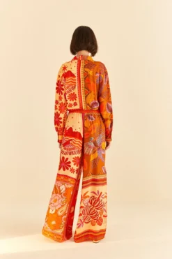 Farm Rio Forest Mixed Scarves Lenzing™ Ecovero™ Viscose Pants -Farm Rio Shop 306279 04