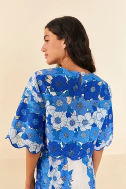 Farm Rio Blue Flower Stripes Crop Top 8 Farm Rio Blue Flower Stripes Crop Top -Farm Rio Shop 306302 03