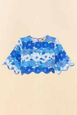 Farm Rio Blue Flower Stripes Crop Top 11 Farm Rio Blue Flower Stripes Crop Top -Farm Rio Shop 306302 06