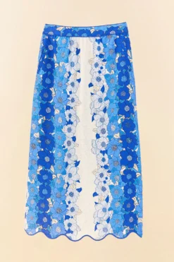 Farm Rio Blue Flower Stripes Midi Skirt 11 Farm Rio Blue Flower Stripes Midi Skirt -Farm Rio Shop 306303 06