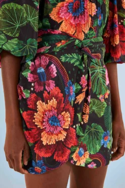 Farm Rio Black Blooming Garden Mini Skirt -Farm Rio Shop 306313 03 scaled