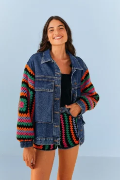 Farm Rio Crochet Denim Shorts