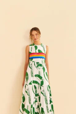 Farm Rio Off-White Rainbow Toucans Organic Cotton Maxi Dress
