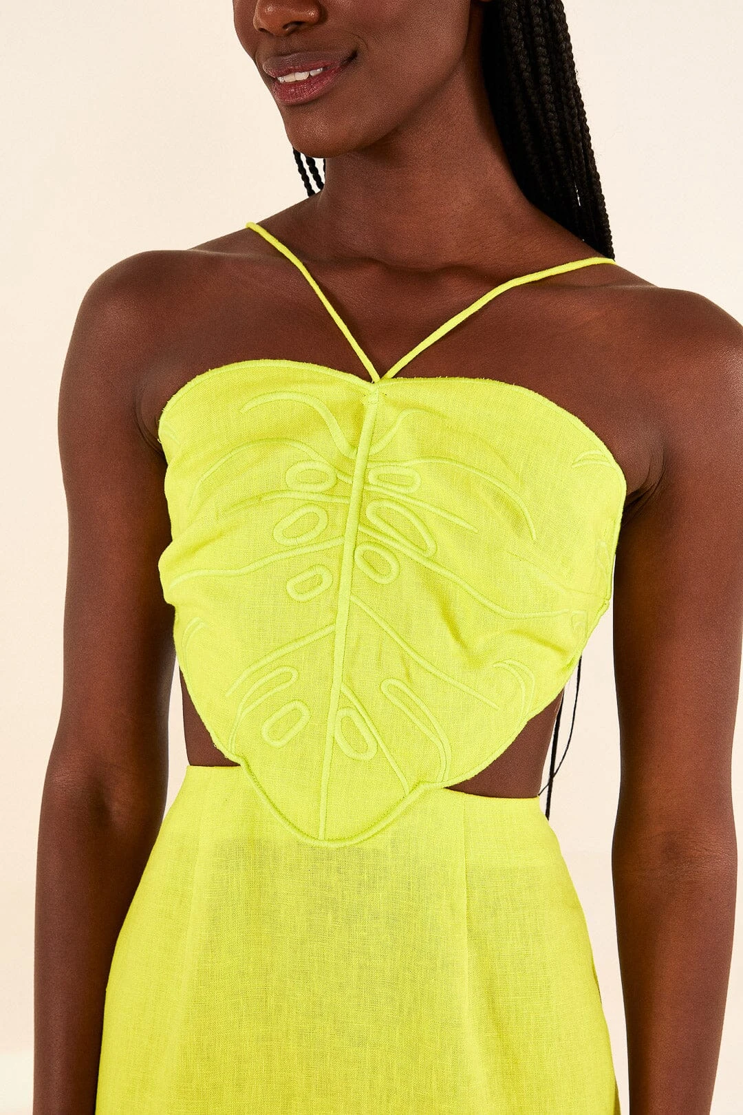 Farm Rio Lime Green Monstera Midi Dress 2 Farm Rio Lime Green Monstera Midi Dress - Image 2
