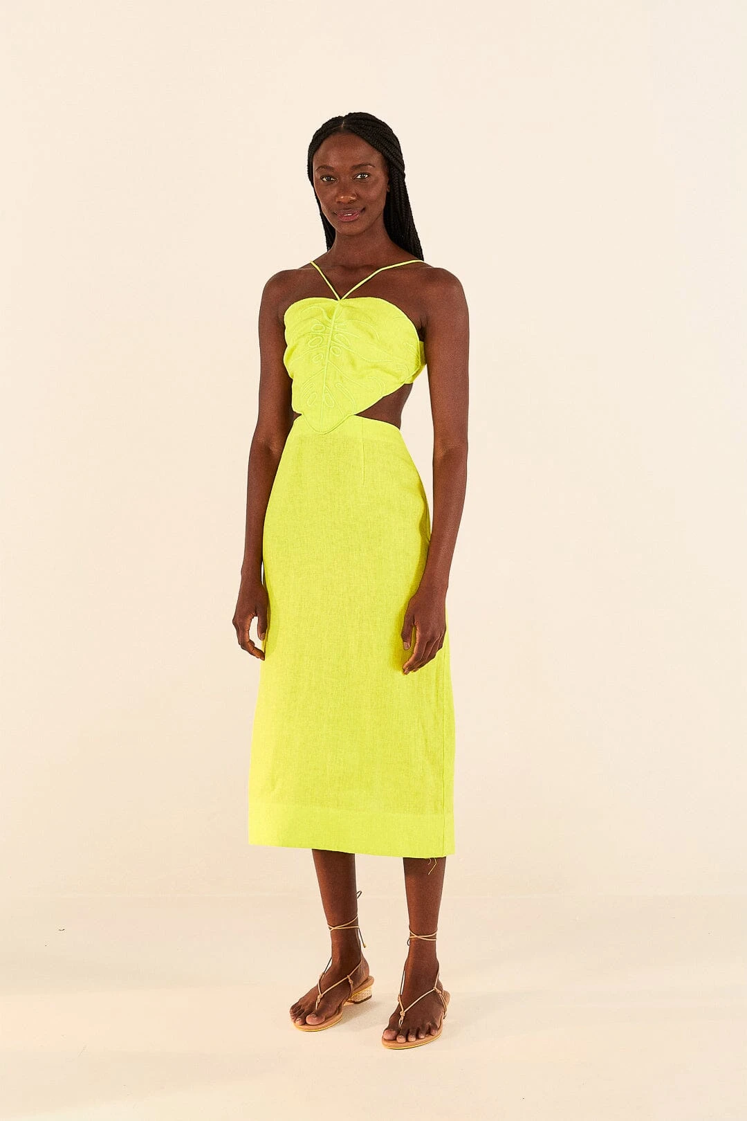 Farm Rio Lime Green Monstera Midi Dress 3 Farm Rio Lime Green Monstera Midi Dress - Image 3