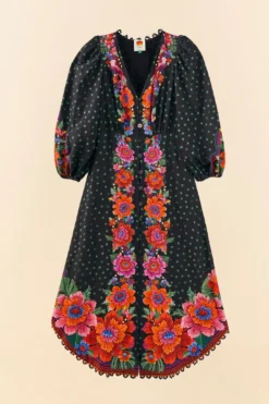 Farm Rio Black Blooming Garden Dress -Farm Rio Shop 306333 06