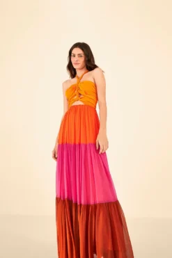 Warm Color Blocking Maxi Dress -Farm Rio Shop 306344 03