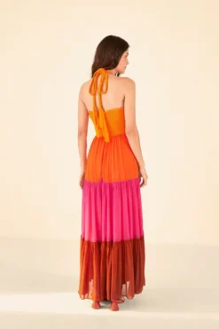Warm Color Blocking Maxi Dress -Farm Rio Shop 306344 04