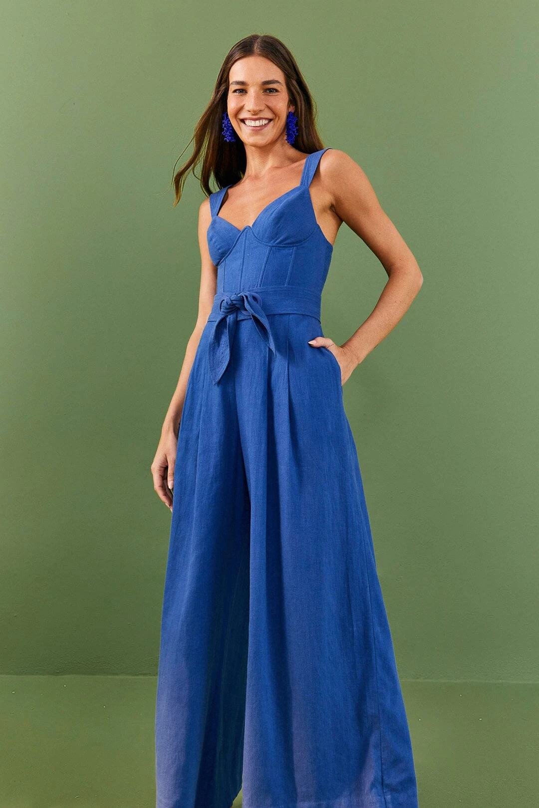 Farm Rio Dark Blue Belted Jumpsuit 1 Farm Rio Dark Blue Belted Jumpsuit