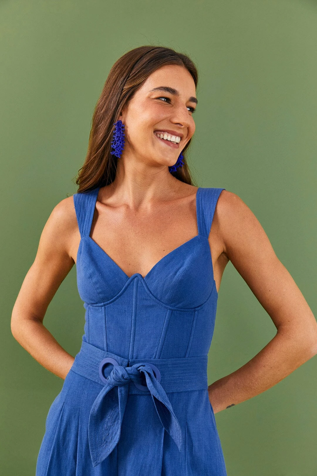 Farm Rio Dark Blue Belted Jumpsuit 3 Farm Rio Dark Blue Belted Jumpsuit - Image 3
