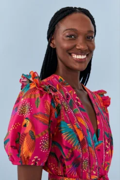 Farm Rio Pink Macaw Party Organic Cotton Romper -Farm Rio Shop 306381 03