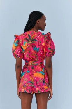 Farm Rio Pink Macaw Party Organic Cotton Romper -Farm Rio Shop 306381 04