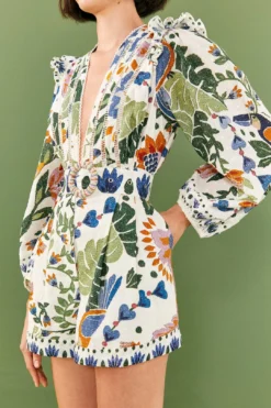 Farm Rio White Summer Garden Romper -Farm Rio Shop 306382 03