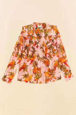 Farm Rio Pink Mango Trees Blouse -Farm Rio Shop 306655 06