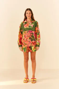 Farm Rio Orange Blooming GardenSweatshorts