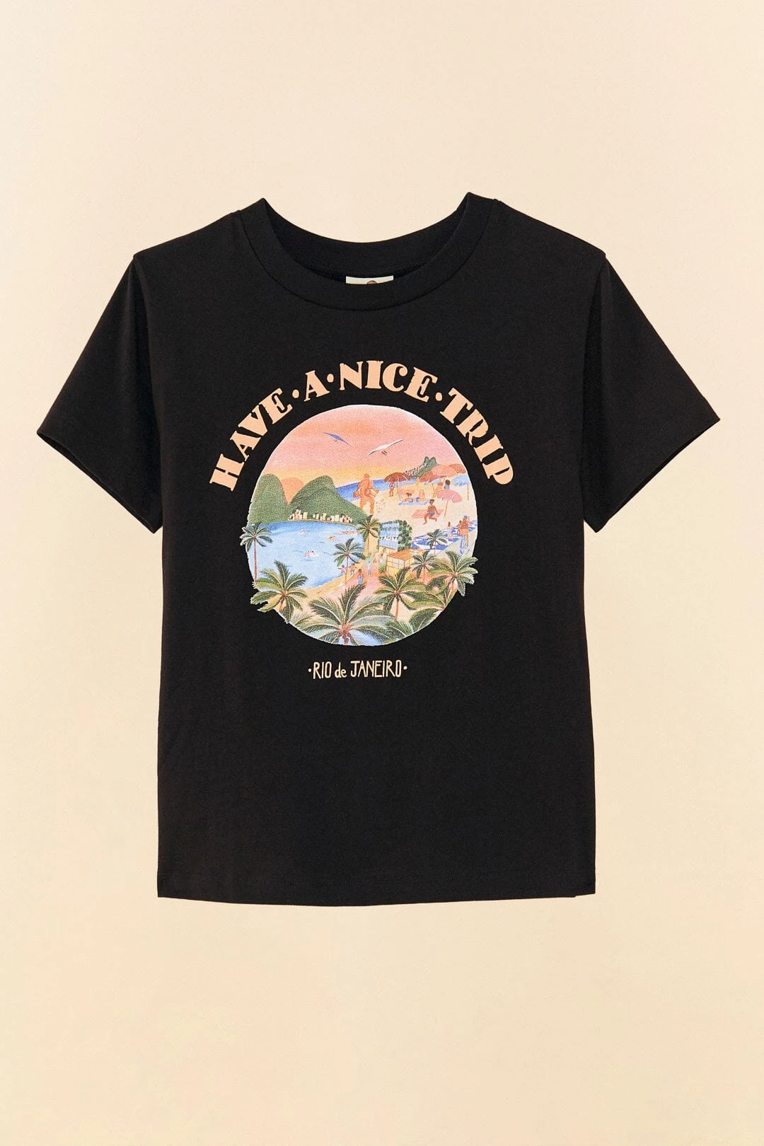 Farm Rio Black Have A Nice Trip Organic Cotton T-Shirt 5 Farm Rio Black Have A Nice Trip Organic Cotton T-Shirt - Image 5