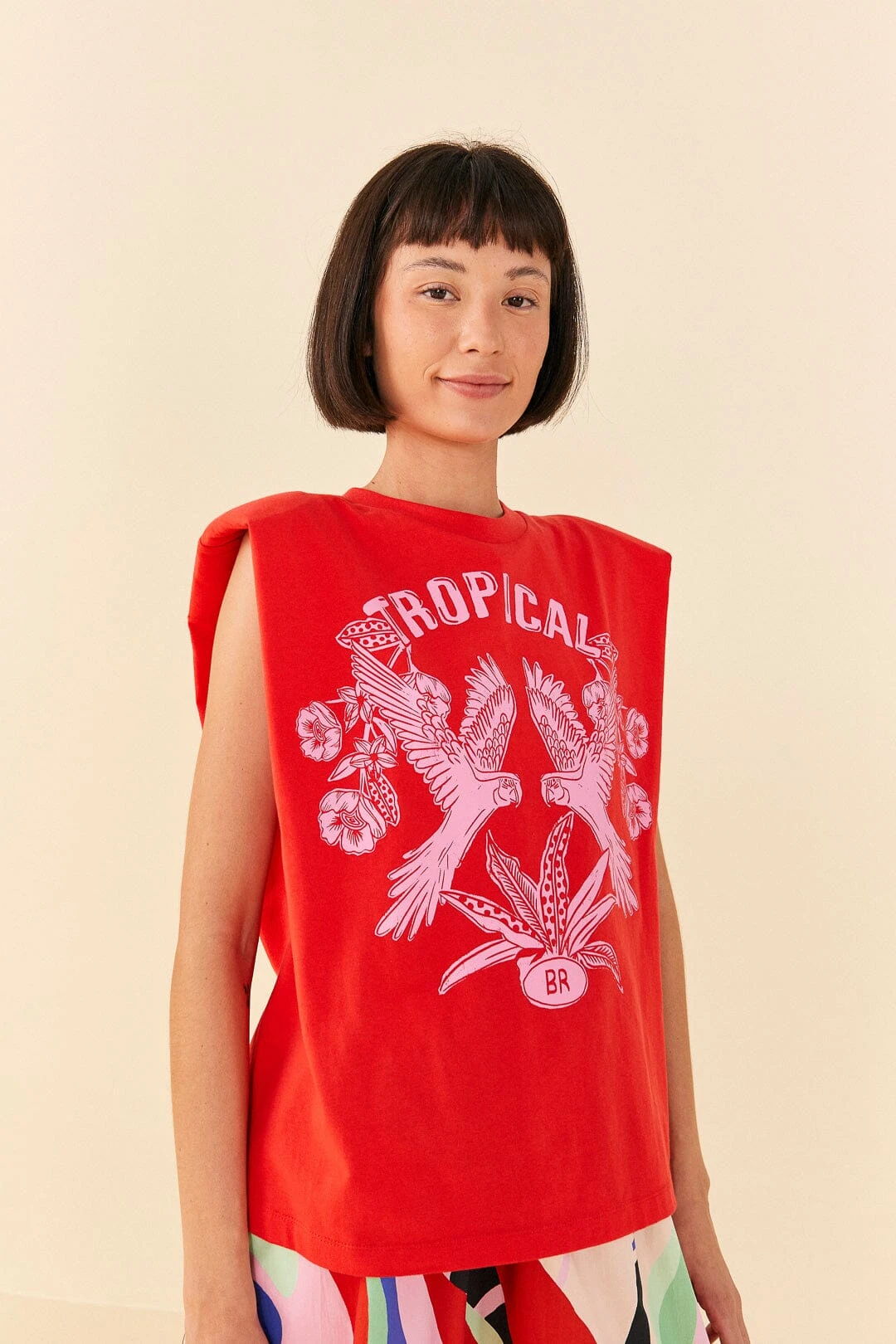Farm Rio Red Tropical Organic Cotton T-Shirt 1 Farm Rio Red Tropical Organic Cotton T-Shirt