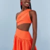 Farm Rio Orange One Shoulder Mini Dress