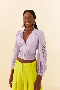 Farm Rio Lilac Lace Blouse
