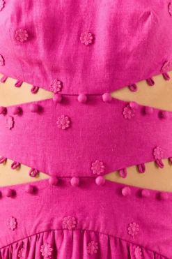 Farm Rio Pink 3D Flower Midi Dress -Farm Rio Shop 306917 05