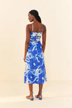 Farm Rio Blue Tropical Groove Lenzing™ Ecovero™ Viscose Midi Dress -Farm Rio Shop 306997 03