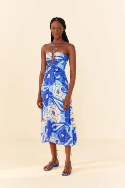 Farm Rio Blue Tropical Groove Lenzing™ Ecovero™ Viscose Midi Dress -Farm Rio Shop 306997 04