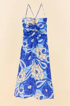 Farm Rio Blue Tropical Groove Lenzing™ Ecovero™ Viscose Midi Dress -Farm Rio Shop 306997 06