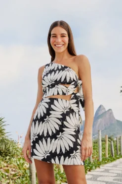 Farm Rio Black Copacabana Cut Out Mini Dress