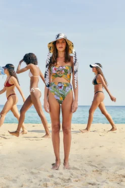 Farm Rio Striped Bananas One Piece Swimsuit -Farm Rio Shop 307051 02