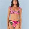 Farm Rio Pink Leopard Forest High Waisted Bikini Bottom