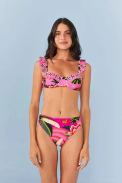 Farm Rio Pink Leopard Forest High Waisted Bikini Bottom