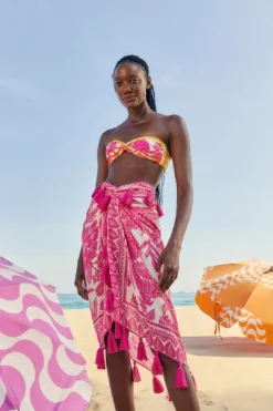 Farm Rio Pink Tropical Woodcut Sarong