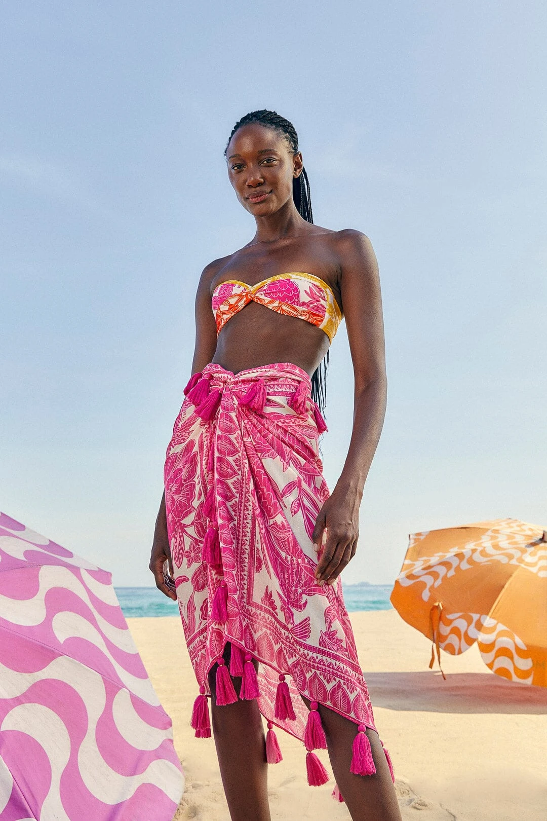 Farm Rio Pink Tropical Woodcut Sarong 1 Farm Rio Pink Tropical Woodcut Sarong