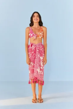 Farm Rio Pink Tropical Woodcut Sarong 8 Farm Rio Pink Tropical Woodcut Sarong -Farm Rio Shop 307090 04