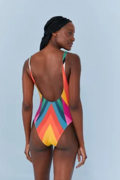 Farm Rio Macaw Stripes One Piece Swimsuit -Farm Rio Shop 307129 05