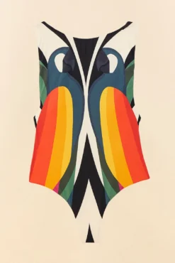 Farm Rio Macaw Stripes One Piece Swimsuit -Farm Rio Shop 307129 06