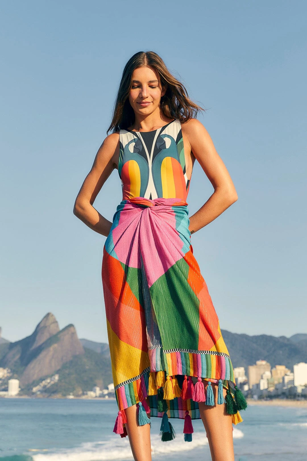 Farm Rio Macaw Stripes Sarong 2 Farm Rio Macaw Stripes Sarong - Image 2