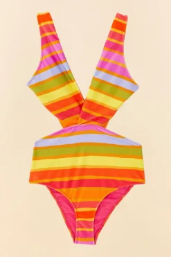 Farm Rio Shiny Stripes One Piece Swimsuit -Farm Rio Shop 307149 06
