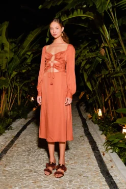 Farm Rio Caramel Cut Out Maxi Dress -Farm Rio Shop 308183 04