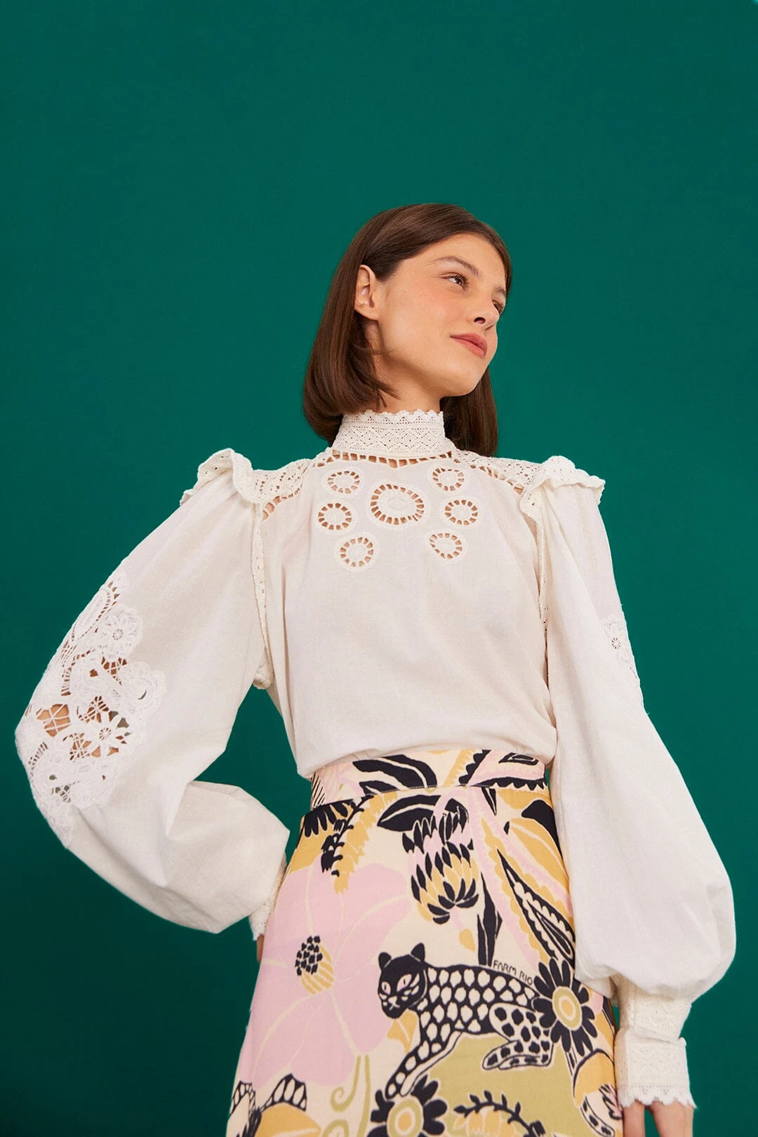 Farm Rio Off-White Romantic Blouse 1 Farm Rio Off-White Romantic Blouse